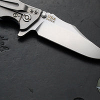 Hinderer Eklipse 3.5"- Bowie Edge- Stonewash Finished Ti And Blue G-10 Handle- Stonewash S45VN Blade