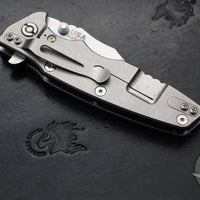 Hinderer Eklipse 3.5"- Bowie Edge- Stonewash Finished Ti And Blue G-10 Handle- Stonewash S45VN Blade