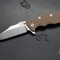 Hinderer Eklipse 3.5"- Bowie Edge- Stonewash Finished Ti And FDE G-10 Handle- Stonewash S45VN Blade