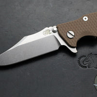 Hinderer Eklipse 3.5"- Bowie Edge- Stonewash Finished Ti And FDE G-10 Handle- Stonewash S45VN Blade