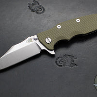 Hinderer Eklipse 3.5"- Bowie Edge- Stonewash Finished Ti And OD Green G-10 Handle- Stonewash S45VN Blade