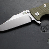 Hinderer Eklipse 3.5"- Bowie Edge- Stonewash Finished Ti And OD Green G-10 Handle- Stonewash S45VN Blade