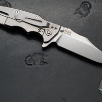 Hinderer Eklipse 3.5"- Bowie Edge- Stonewash Finished Ti And OD Green G-10 Handle- Stonewash S45VN Blade