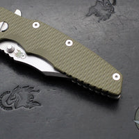 Hinderer Eklipse 3.5"- Bowie Edge- Stonewash Finished Ti And OD Green G-10 Handle- Stonewash S45VN Blade