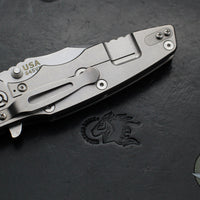 Hinderer Eklipse 3.5"- Bowie Edge- Stonewash Finished Ti And OD Green G-10 Handle- Stonewash S45VN Blade