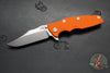 Hinderer Eklipse 3.5"- Bowie Edge- Stonewash Finished Ti And Orange G-10 Handle- Stonewash S45VN Blade