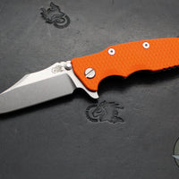 Hinderer Eklipse 3.5"- Bowie Edge- Stonewash Finished Ti And Orange G-10 Handle- Stonewash S45VN Blade