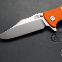 Hinderer Eklipse 3.5"- Bowie Edge- Stonewash Finished Ti And Orange G-10 Handle- Stonewash S45VN Blade