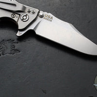 Hinderer Eklipse 3.5"- Bowie Edge- Stonewash Finished Ti And Orange G-10 Handle- Stonewash S45VN Blade