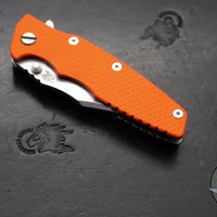 Hinderer Eklipse 3.5"- Bowie Edge- Stonewash Finished Ti And Orange G-10 Handle- Stonewash S45VN Blade