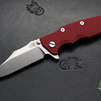 Hinderer Eklipse 3.5"- Bowie Edge- Stonewash Finished Ti And Red G-10 Handle- Stonewash S45VN Blade