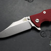 Hinderer Eklipse 3.5"- Bowie Edge- Stonewash Finished Ti And Red G-10 Handle- Stonewash S45VN Blade