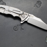 Hinderer Eklipse 3.5"- Bowie Edge- Stonewash Finished Ti And Red G-10 Handle- Stonewash S45VN Blade