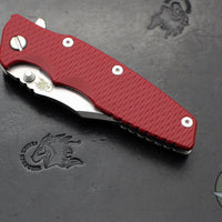 Hinderer Eklipse 3.5"- Bowie Edge- Stonewash Finished Ti And Red G-10 Handle- Stonewash S45VN Blade