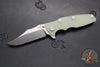 Hinderer Eklipse 3.5"- Bowie Edge- Stonewash Finished Ti And Translucent Green G-10 Handle- Stonewash S45VN Blade