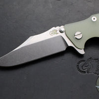 Hinderer Eklipse 3.5"- Bowie Edge- Stonewash Finished Ti And Translucent Green G-10 Handle- Stonewash S45VN Blade