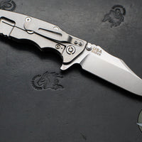 Hinderer Eklipse 3.5"- Bowie Edge- Stonewash Finished Ti And Translucent Green G-10 Handle- Stonewash S45VN Blade