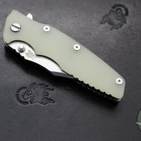 Hinderer Eklipse 3.5"- Bowie Edge- Stonewash Finished Ti And Translucent Green G-10 Handle- Stonewash S45VN Blade