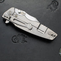 Hinderer Eklipse 3.5"- Bowie Edge- Stonewash Finished Ti And Translucent Green G-10 Handle- Stonewash S45VN Blade