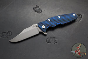 Hinderer Eklipse 3.5"- Bowie Edge- Working Finish Ti And BlueBlack G-10 Handle- Working Finish S45VN Blade