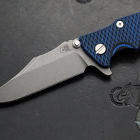 Hinderer Eklipse 3.5"- Bowie Edge- Working Finish Ti And BlueBlack G-10 Handle- Working Finish S45VN Blade