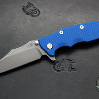 Hinderer Eklipse 3.5"- Bowie Edge- Working Finish Ti And Blue G-10 Handle- Working Finish S45VN Blade