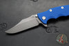 Hinderer Eklipse 3.5"- Bowie Edge- Working Finish Ti And Blue G-10 Handle- Working Finish S45VN Blade