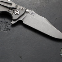 Hinderer Eklipse 3.5"- Bowie Edge- Working Finish Ti And Blue G-10 Handle- Working Finish S45VN Blade