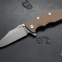 Hinderer Eklipse 3.5"- Bowie Edge- Working Finish Ti And FDE G-10 Handle- Working Finish S45VN Blade