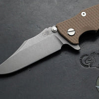 Hinderer Eklipse 3.5"- Bowie Edge- Working Finish Ti And FDE G-10 Handle- Working Finish S45VN Blade