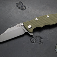 Hinderer Eklipse 3.5"- Bowie Edge- Working Finish Ti And OD Green G-10 Handle- Working Finish S45VN Blade