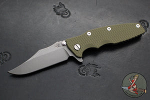 Hinderer Eklipse 3.5"- Bowie Edge- Working Finish Ti And OD Green G-10 Handle- Working Finish S45VN Blade