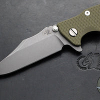 Hinderer Eklipse 3.5"- Bowie Edge- Working Finish Ti And OD Green G-10 Handle- Working Finish S45VN Blade