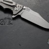 Hinderer Eklipse 3.5"- Bowie Edge- Working Finish Ti And OD Green G-10 Handle- Working Finish S45VN Blade