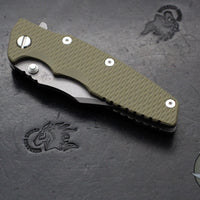 Hinderer Eklipse 3.5"- Bowie Edge- Working Finish Ti And OD Green G-10 Handle- Working Finish S45VN Blade