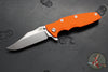 Hinderer Eklipse 3.5"- Bowie Edge- Working Finish Ti And Orange G-10 Handle- Stonewash S45VN Blade