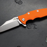 Hinderer Eklipse 3.5"- Bowie Edge- Working Finish Ti And Orange G-10 Handle- Stonewash S45VN Blade