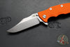 Hinderer Eklipse 3.5"- Bowie Edge- Working Finish Ti And Orange G-10 Handle- Stonewash S45VN Blade