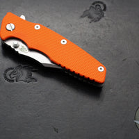 Hinderer Eklipse 3.5"- Bowie Edge- Working Finish Ti And Orange G-10 Handle- Stonewash S45VN Blade