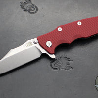 Hinderer Eklipse 3.5"- Bowie Edge- Working Finish Ti And Red G-10 Handle- Stonewash S45VN Blade