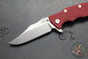 Hinderer Eklipse 3.5"- Bowie Edge- Working Finish Ti And Red G-10 Handle- Stonewash S45VN Blade