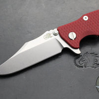 Hinderer Eklipse 3.5"- Bowie Edge- Working Finish Ti And Red G-10 Handle- Stonewash S45VN Blade