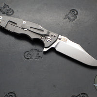 Hinderer Eklipse 3.5"- Bowie Edge- Working Finish Ti And Red G-10 Handle- Stonewash S45VN Blade