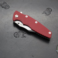 Hinderer Eklipse 3.5"- Bowie Edge- Working Finish Ti And Red G-10 Handle- Stonewash S45VN Blade