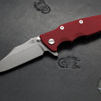 Hinderer Eklipse 3.5"- Bowie Edge- Working Finish Ti And Red G-10 Handle- Working Finish S45VN Blade