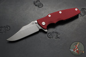 Hinderer Eklipse 3.5"- Bowie Edge- Working Finish Ti And Red G-10 Handle- Working Finish S45VN Blade