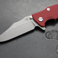 Hinderer Eklipse 3.5"- Bowie Edge- Working Finish Ti And Red G-10 Handle- Working Finish S45VN Blade