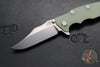 Hinderer Eklipse 3.5"- Bowie Edge- Working Finish Ti And Translucent Green G-10 Handle- Stonewash S45VN Blade