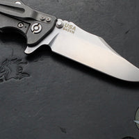 Hinderer Eklipse 3.5"- Bowie Edge- Working Finish Ti And Translucent Green G-10 Handle- Stonewash S45VN Blade