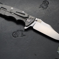 Hinderer Eklipse 3.5"- Bowie Edge- Working Finish Ti And Translucent Green G-10 Handle- Stonewash S45VN Blade